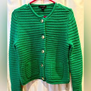 NWT Ann Taylor Gold Button Green Lady Cardigan Sweater